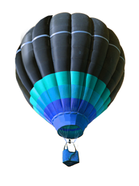 Heißluftballon steigt zum Himmel empor